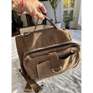 One Tigris Dog M / L‎ Backpack Harness Vest with Saddlebag Pouches Brown Canvas